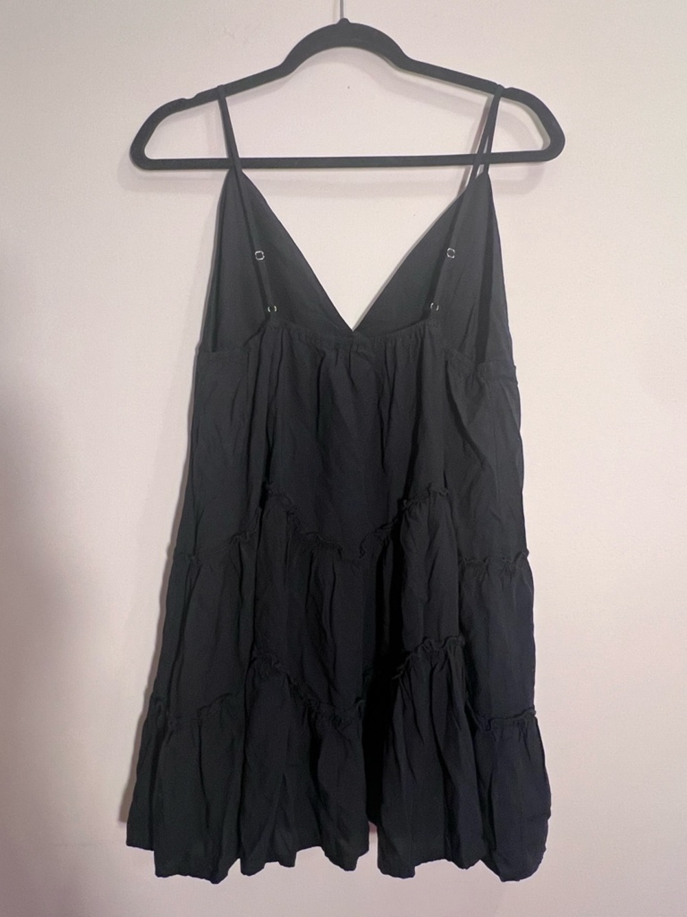 Black Tiered Mini Dress or Swim Cover-up Size Small - Picture 2 of 3